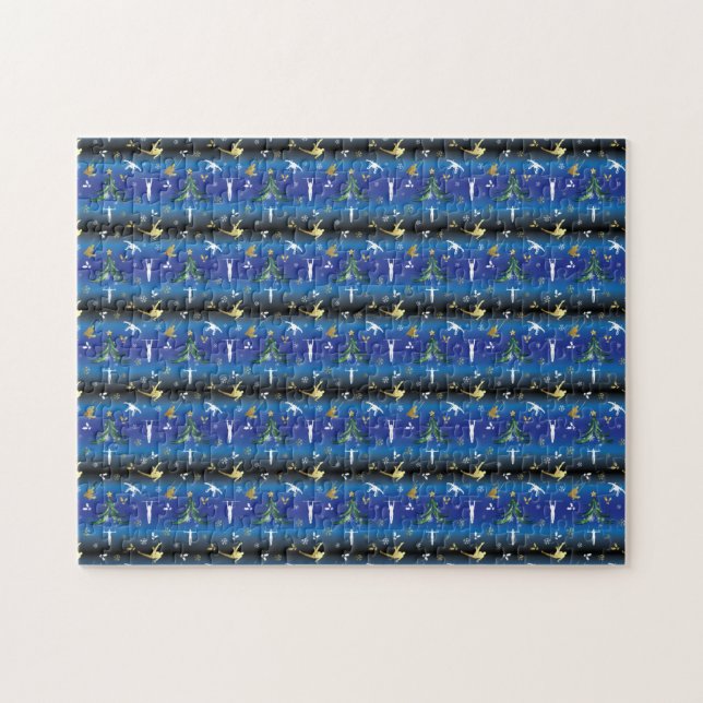 Men's Gymnastics Christmas Tree Snowflake Jigsaw Puzzle (Horizontal)