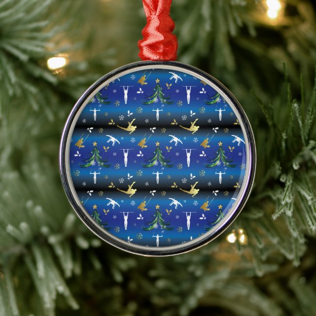 Men's Gymnastics Christmas Tree Snowflake Metal Ornament (Tree)