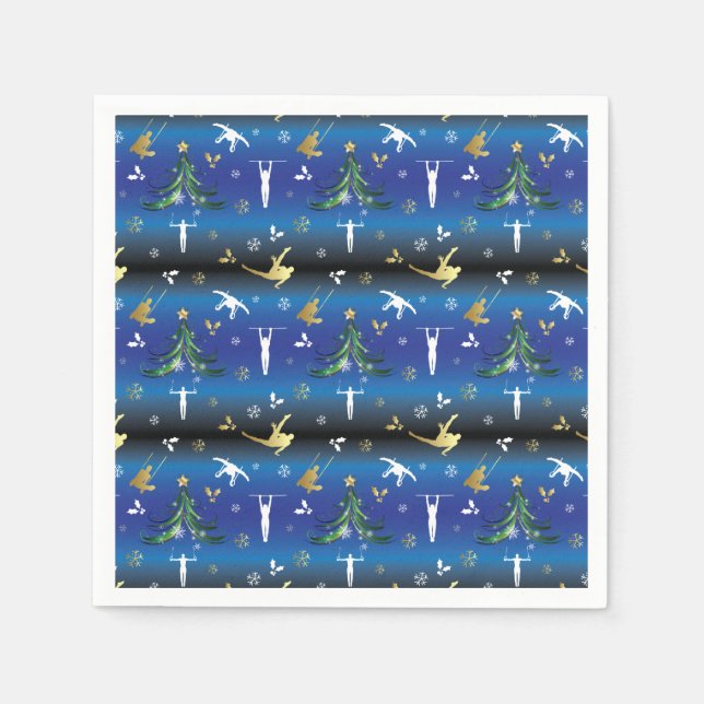 Men's Gymnastics Christmas Tree Snowflake Napkin (Front)