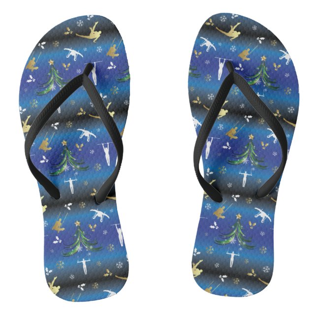 Men's Gymnastics Christmas Tree Snowflake Thongs (Footbed)
