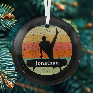 Mens Gymnastics Male Gymnast Custom Christmas Glass Tree Decoration