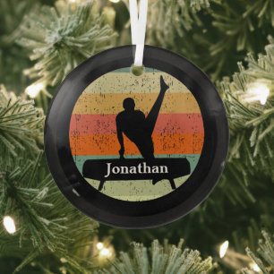 Mens Gymnastics Male Gymnast Custom Christmas Glass Tree Decoration