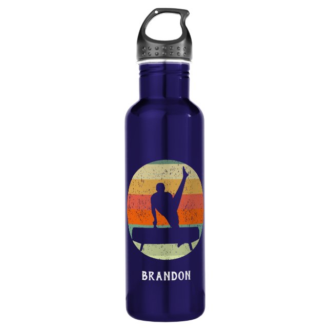 Mens Gymnastics Male on Pommel Horse Sunset Custom 710 Ml Water Bottle (Front)