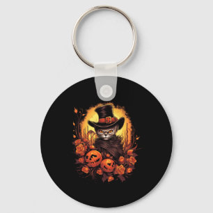 Mens Halloween Black Cat Witch Performance Key Ring