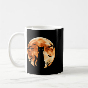 Mens Halloween Cat Moon Black Cat Creepy Bat Tree Coffee Mug