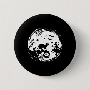 Mens Halloween Cat Spider Bats Moon Black Cat 6 Cm Round Badge