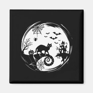 Mens Halloween Cat Spider Bats Moon Black Cat Magnet