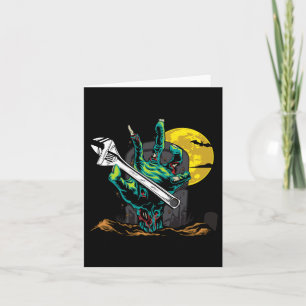 Mens Halloween Mechanic Government Agencyd Monster Card