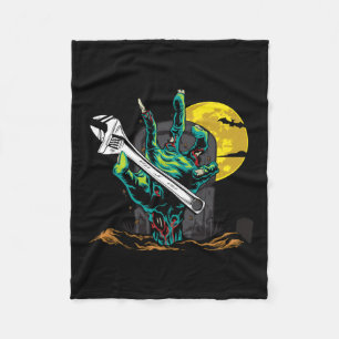 Mens Halloween Mechanic Government Agencyd Monster Fleece Blanket