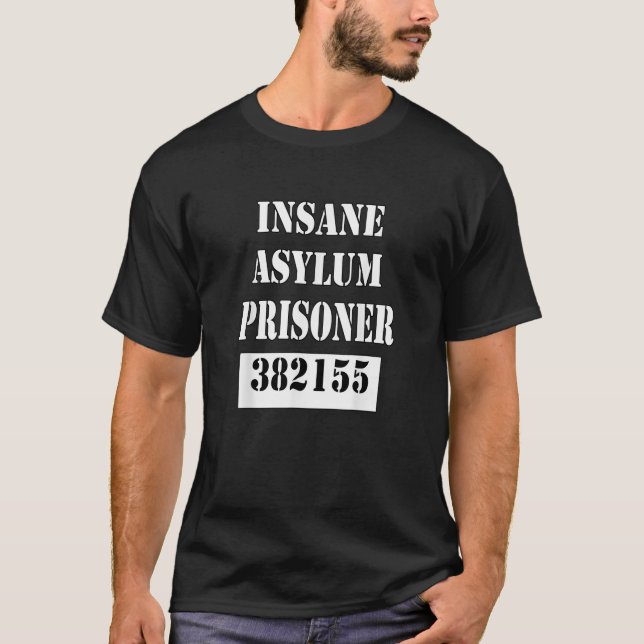 Mens Halloween Prison Costume Shirt Insane Asylum (Front)