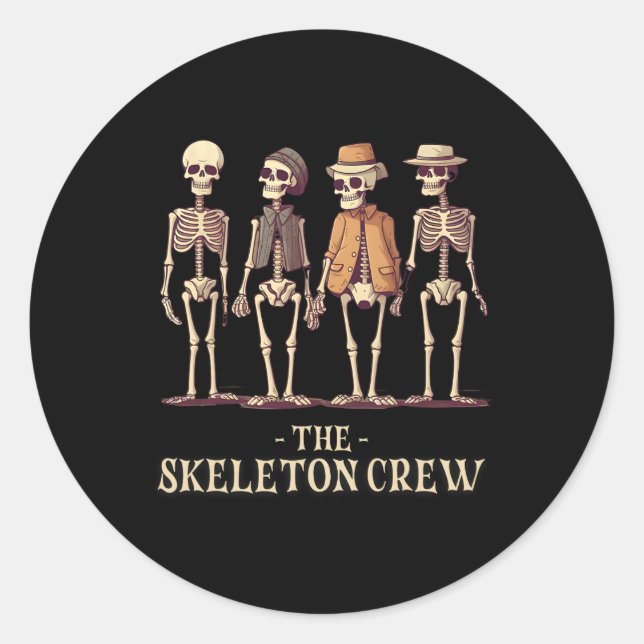 Men's Halloween Skeleton Crew  Classic Round Sticker (Front)