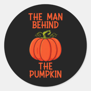 Mens Halloween The Man Behind The Pumpkin Classic Round Sticker