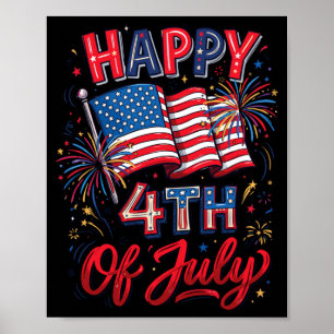 Mens Happy 4th Of July Patriotic Aamerican Flag Poster
