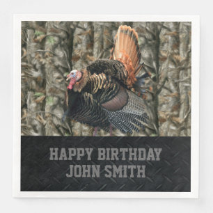 Men's Happy Birthday Camo Turkey Hunting Napkins