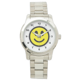 Men's Happy Face Oversized Silver Bracelet Watch