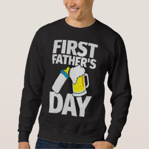 Mens Happy First Father's Day Beer Baby Bottle New Sweatshirt