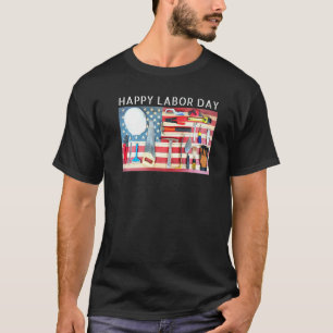 Mens Happy Labour Day Cool American Flag Tool Box T-Shirt