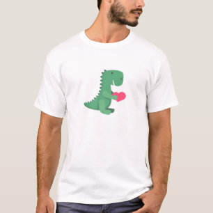Mens Happy Valentine's Day Rex Dinosaur Heart T-Shirt