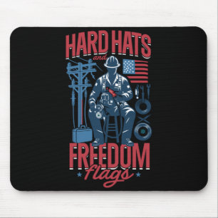 Mens Hard Hats And Dom Flags Patriotic Mouse Pad