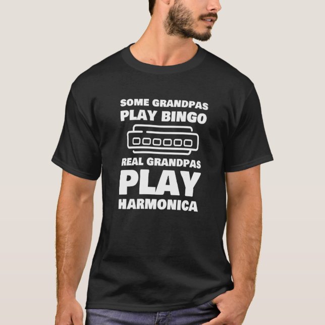 Mens Harmonica Grandpa  Harmonica Player T-Shirt (Front)