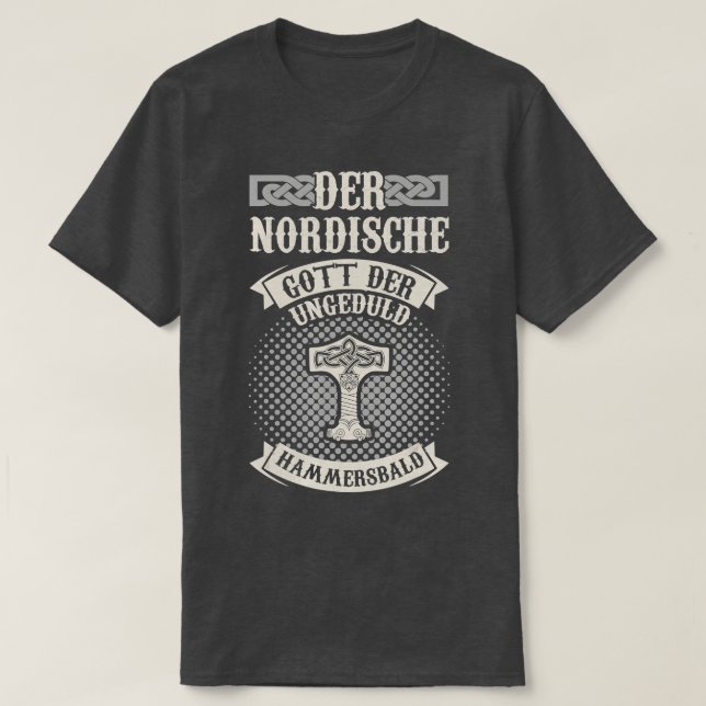 Mens he Nordic God of Impatience Hammersbald  Viki T-Shirt (Design Front)