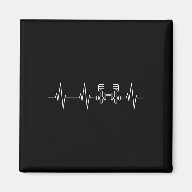 Mens heartbeat crankshaft piston engine workshop magnet (Front)
