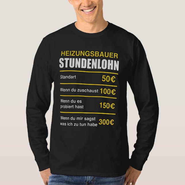 Mens Heating Builder Hourly Wage T-Shirt (Front)