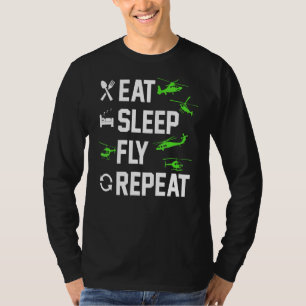 Mens Heli Pilot Helicopter Flying Eat Sleep Fly T-Shirt