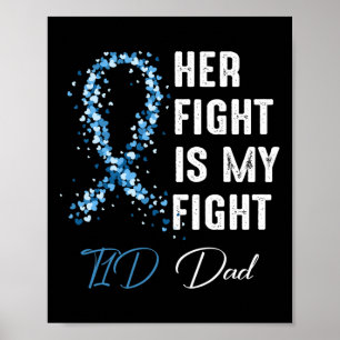 Mens Her Fight Is My Fight T1d Dad Type 1 Diabetes Poster