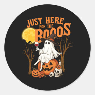 Mens Here For The Boos Halloween Funny Women Ghost Classic Round Sticker