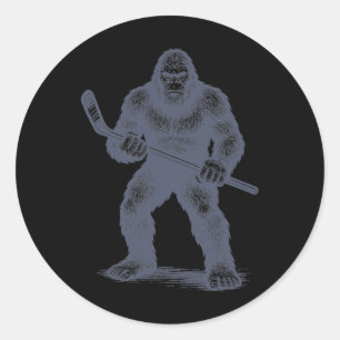 Mens Hockey Bigfoot Youth Boys Field Hockey Player Classic Round Sticker