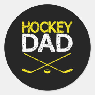 Mens Hockey Dad Vintage Fathers Day Summer Winter  Classic Round Sticker