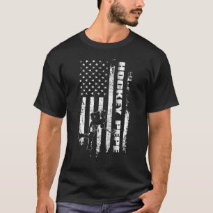 Mens Hockey Pepe Us American Flag Father's Day T-Shirt