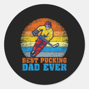 Mens Hockey Player Vintage Best Pucking Dad Ever F Classic Round Sticker