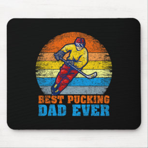 Mens Hockey Player Vintage Best Pucking Dad Ever F Mouse Pad