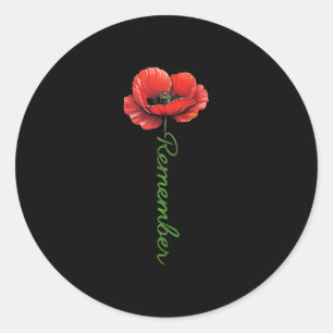 Mens honor and remember poppy flower language classic round sticker