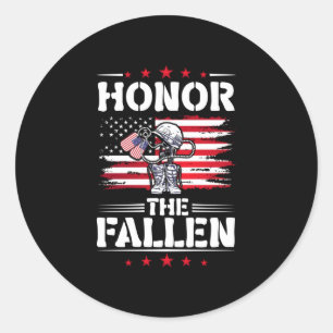 Mens honour the fallen veteran military combat classic round sticker