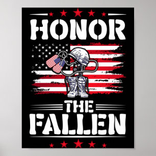 Mens honour the fallen veteran military combat poster