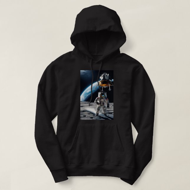 Men's Hooded Sweatshirt: Epic Moon Landing Panoram Hoodie (Design Front)