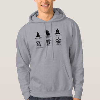 Men's hoodie grey/blue with humorous chess design