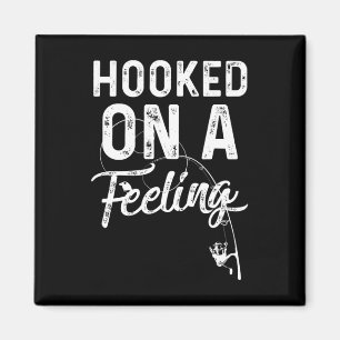 Mens Hooked On A Feeling Rod And Reel Fishing Magnet