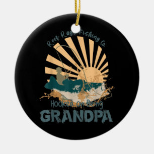 Mens Hooked On Being Grandpa Fun Fishing  Ceramic Ornament