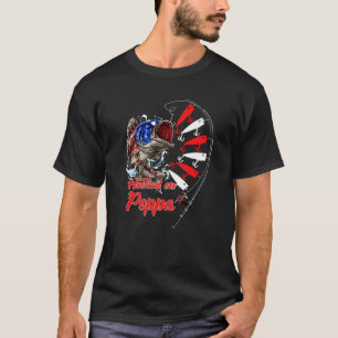 Mens Hooked On Poppa Fisherman American Flag Patte T-Shirt