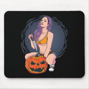 Mens Hot Y Halloween Killer Mum Mummy With Knife Mouse Pad
