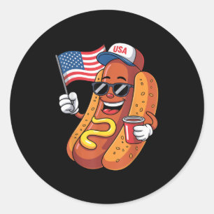 Mens Hotdog 4th Of July Fourth Of July Patriotic U Classic Round Sticker