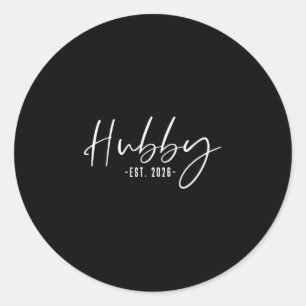 Mens hubby est 2026 married honeymoon wedding classic round sticker