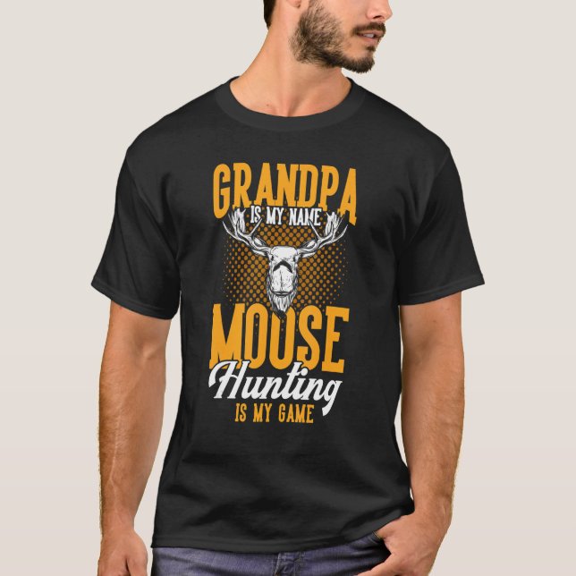 Mens Hunting  Grandpa Moose Hunting Is My Game Moo T-Shirt (Front)