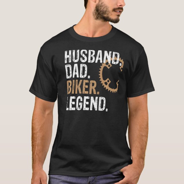 Mens Husband Dad Biker Legend  Mountain Bike T-Shirt (Front)