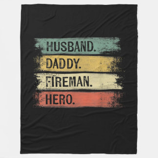 Mens Husband Daddy Fireman Hero Firefighter Fleece Blanket