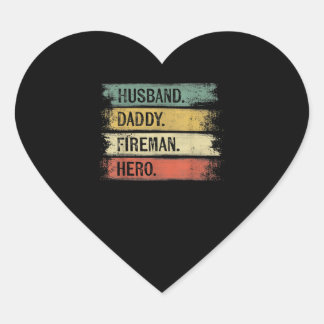 Mens Husband Daddy Fireman Hero Firefighter Heart Sticker